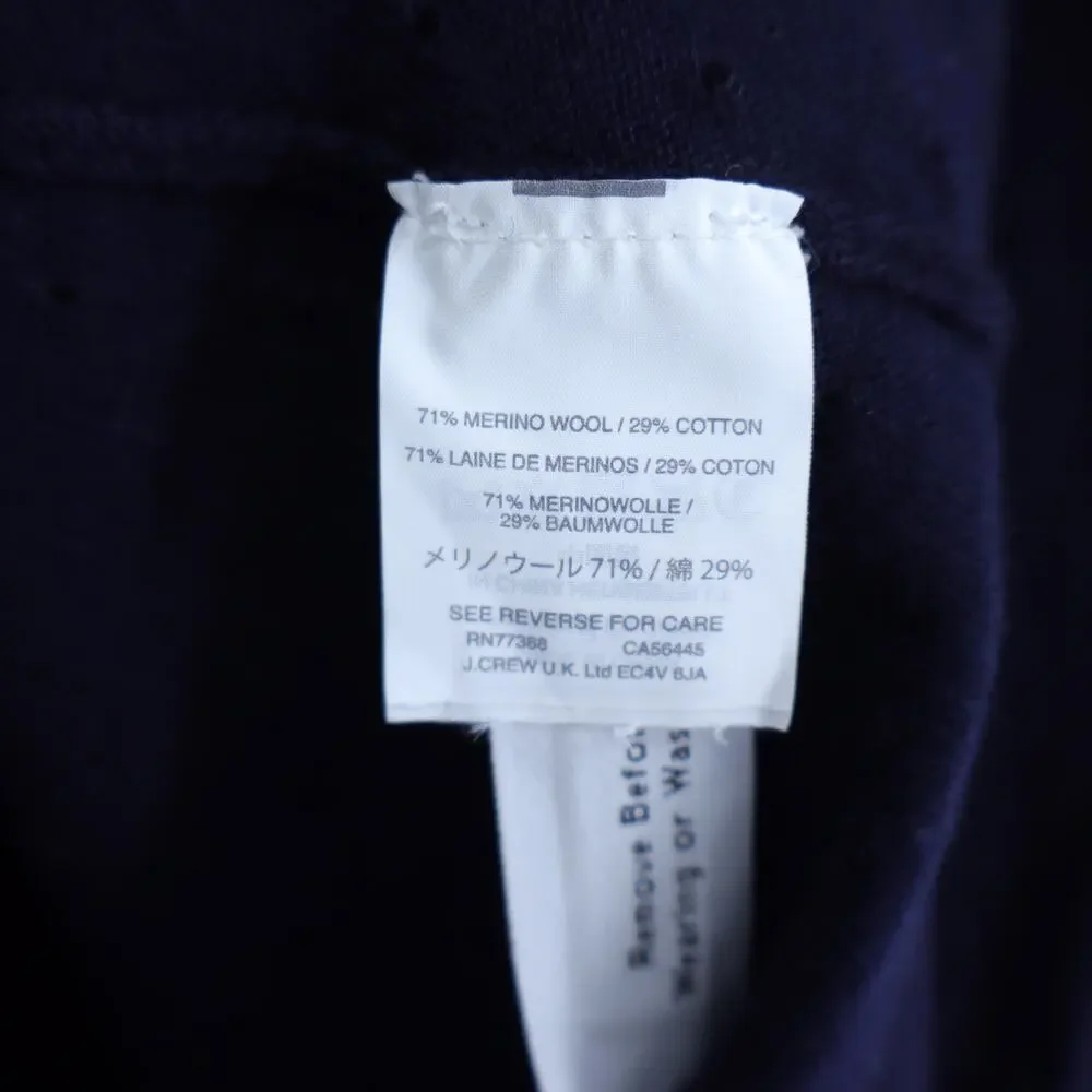 J. CREW Merino Wool Pullover Sweater Navy Lightweight Long Sleeve Women's L